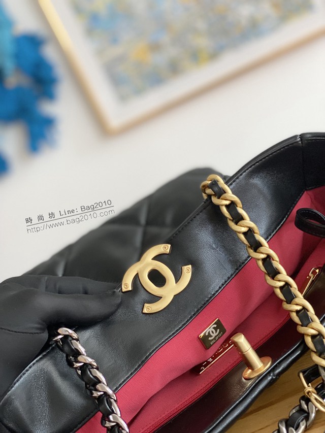 Chanel專櫃新款22b托特購物包 AS3519 香奈兒小羊皮雙鏈條肩背女士購物袋 djc4413